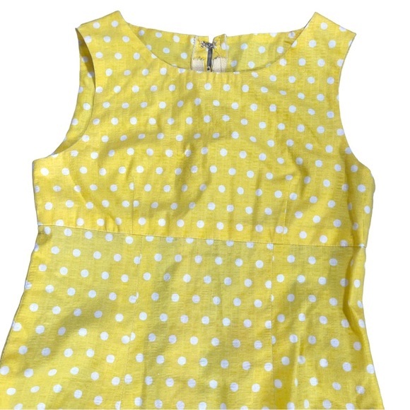 3/$44 Yellow dress size small white polka dots, zip up back with clasp closure - Picture 2 of 8